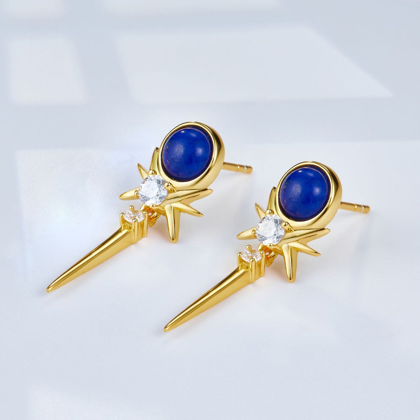 Retro 925 Silver Lapis Lazuli Earrings