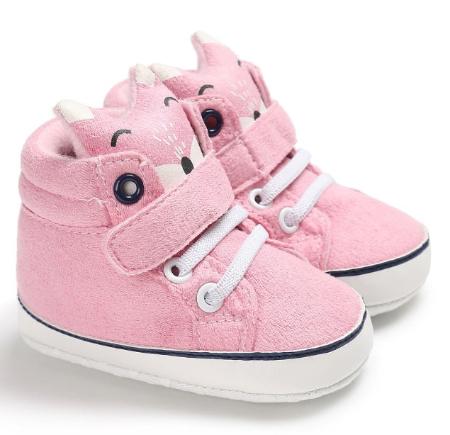 Puseky New Baby Boy Girls Shoes Cute Cartoon Bear Fox First Walkers Canvas Sneaker Anti-slip Soft Sole Toddler Shoes Footwear