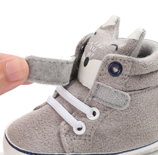 Puseky New Baby Boy Girls Shoes Cute Cartoon Bear Fox First Walkers Canvas Sneaker Anti-slip Soft Sole Toddler Shoes Footwear