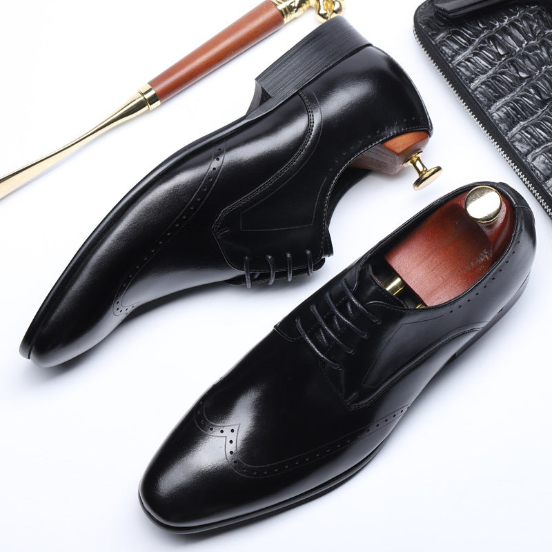 Spring Round Head Carved Brogue Shoes Men