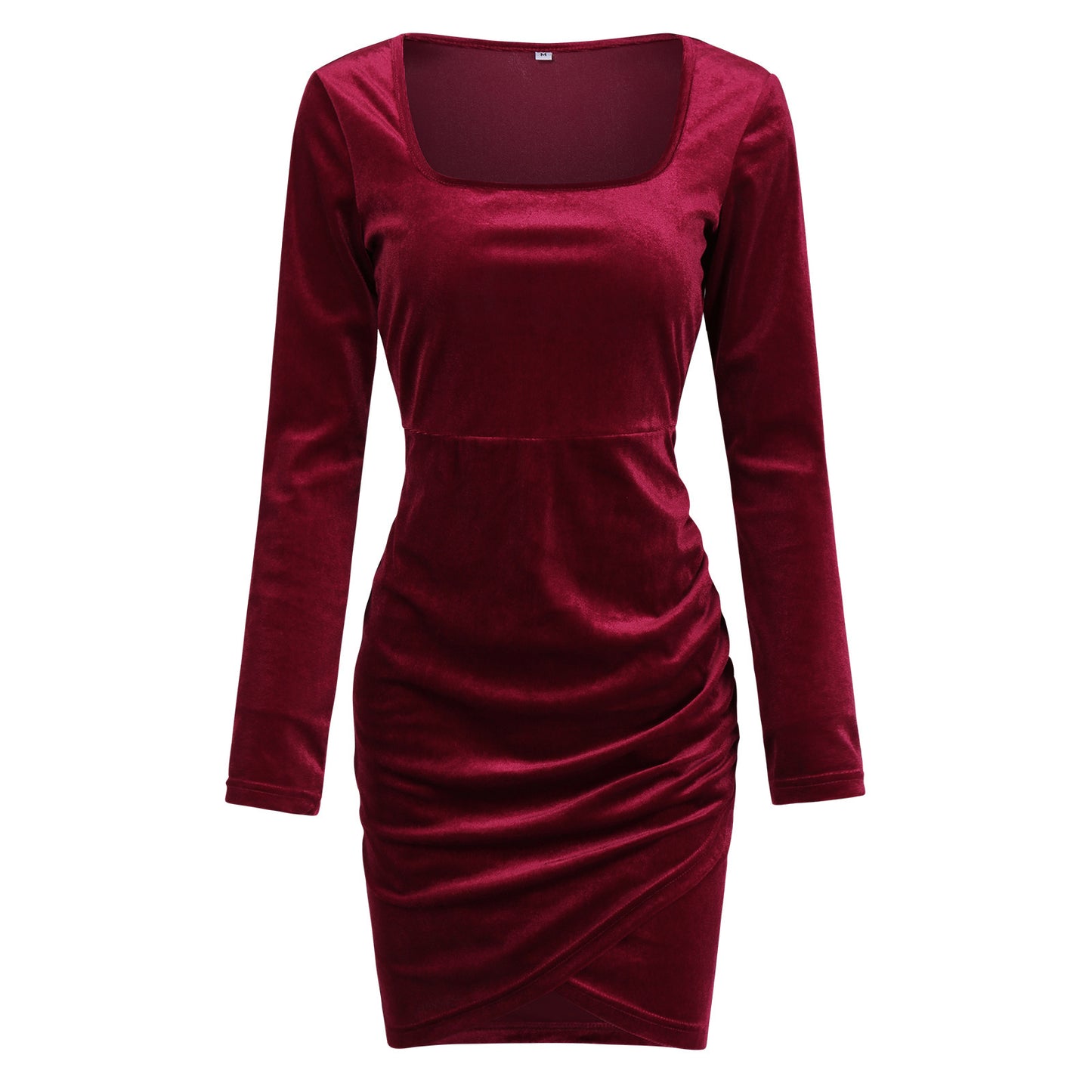 Waist-tight Women's Clothing Fashion Square Collar Autumn And Winter New Long Sleeve Dress Women