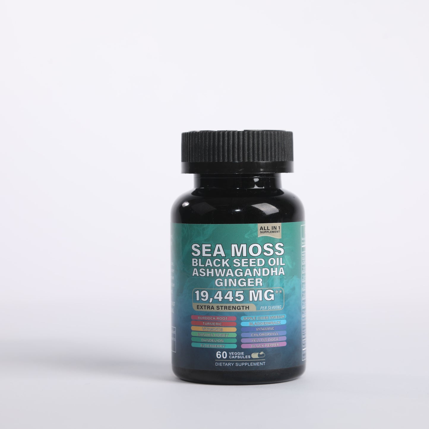 Sea Moss 7000mg Black Seed Oil 4000mg Ashwagandha 2000mg Ginger Blend With Turmeric 2000mg Bladderwrack Burdock   Vitamin D3 Vitamin C With ACV Chlorophyll Manuka Elderberry Dandelion Yellow Dock