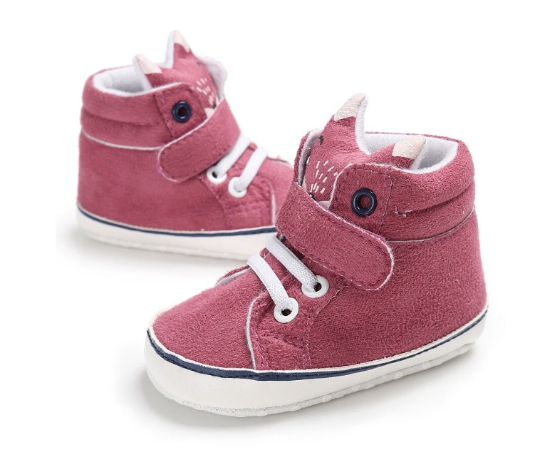 Puseky New Baby Boy Girls Shoes Cute Cartoon Bear Fox First Walkers Canvas Sneaker Anti-slip Soft Sole Toddler Shoes Footwear