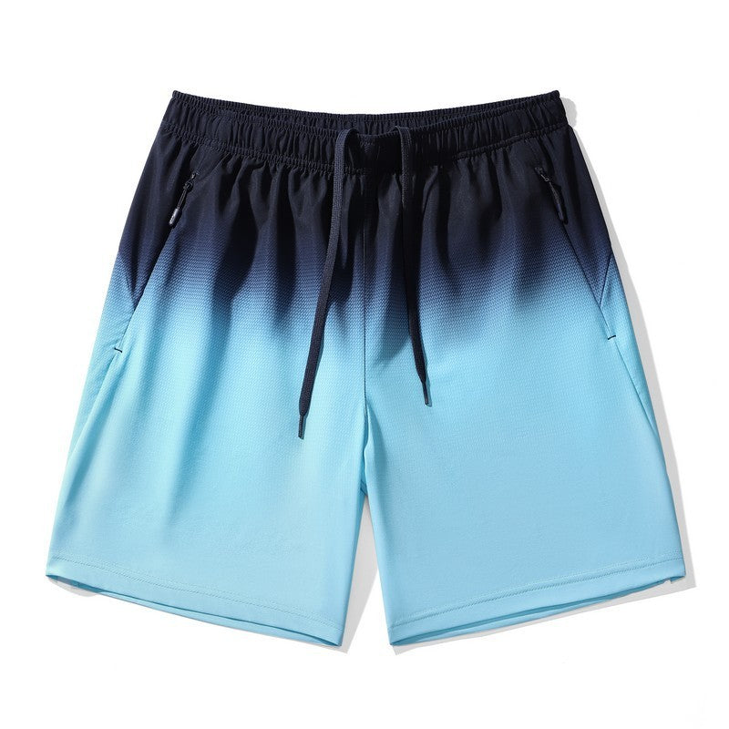 Summer Thin Ice Silk Shorts Men's Gradient Sports Beach Pants