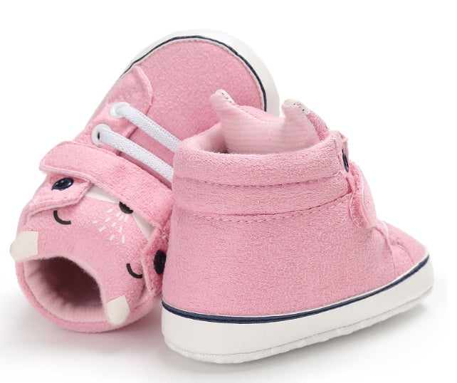 Puseky New Baby Boy Girls Shoes Cute Cartoon Bear Fox First Walkers Canvas Sneaker Anti-slip Soft Sole Toddler Shoes Footwear