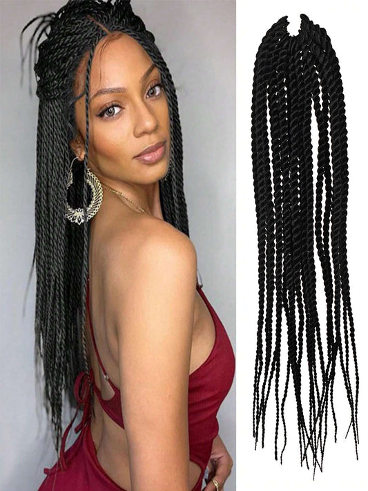 4X EZ SENEGALESE BRAID Long Crochet Braid Synthetic Hairstyle Black Burgundy Brown Ladies Box Braid Crochet Hair-16 Inch