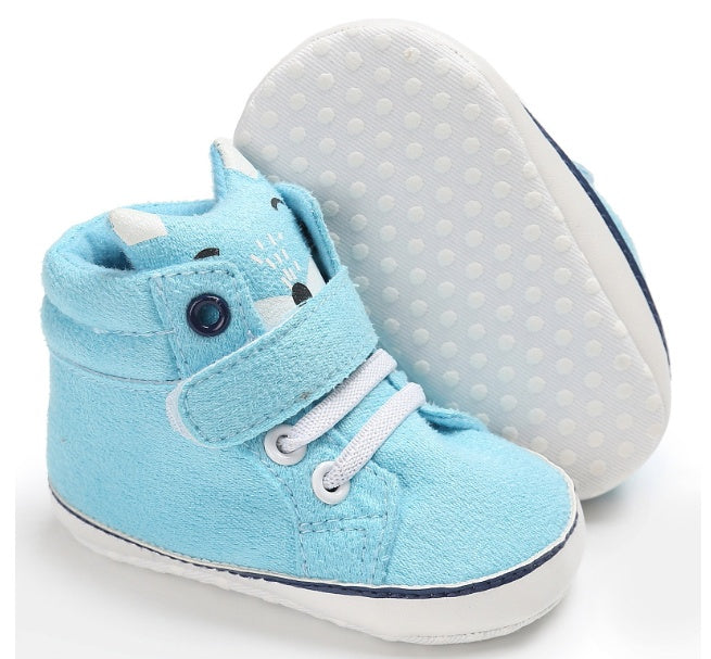 Puseky New Baby Boy Girls Shoes Cute Cartoon Bear Fox First Walkers Canvas Sneaker Anti-slip Soft Sole Toddler Shoes Footwear