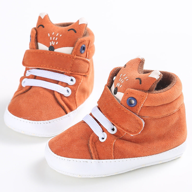 Puseky New Baby Boy Girls Shoes Cute Cartoon Bear Fox First Walkers Canvas Sneaker Anti-slip Soft Sole Toddler Shoes Footwear