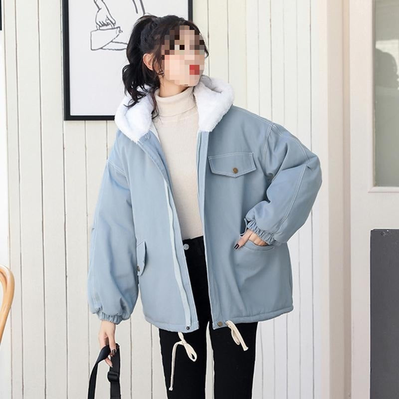 Young Girls' Winter Wear Cotton-padded Clothes Fleece-lined Thickened Coat