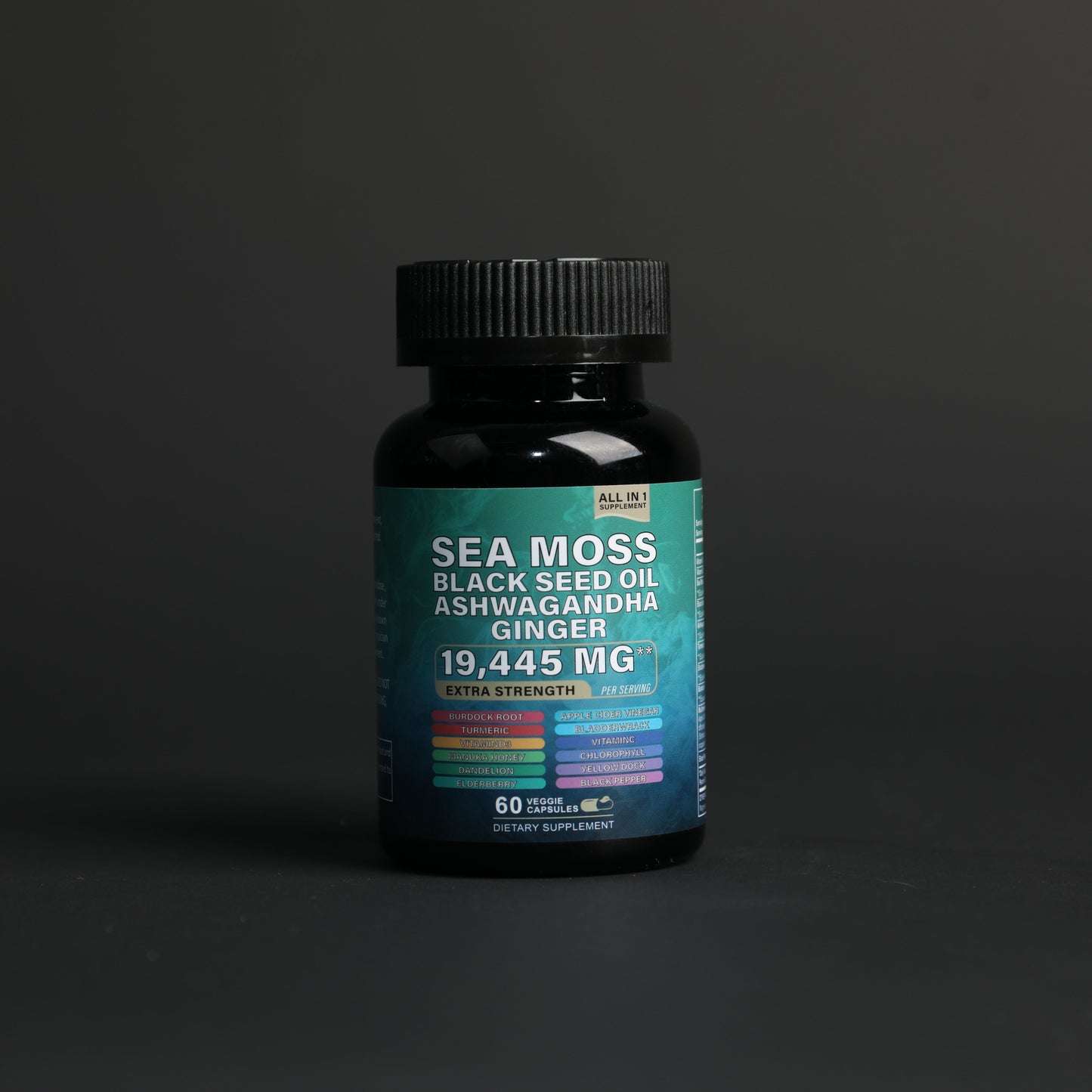 Sea Moss 7000mg Black Seed Oil 4000mg Ashwagandha 2000mg Ginger Blend With Turmeric 2000mg Bladderwrack Burdock   Vitamin D3 Vitamin C With ACV Chlorophyll Manuka Elderberry Dandelion Yellow Dock