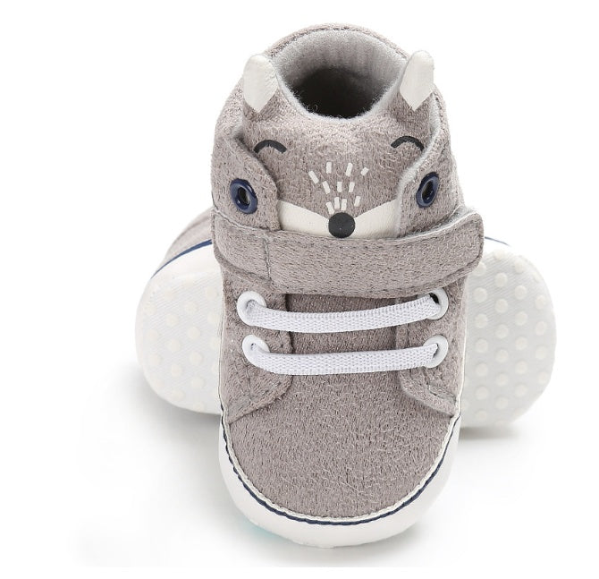 Puseky New Baby Boy Girls Shoes Cute Cartoon Bear Fox First Walkers Canvas Sneaker Anti-slip Soft Sole Toddler Shoes Footwear