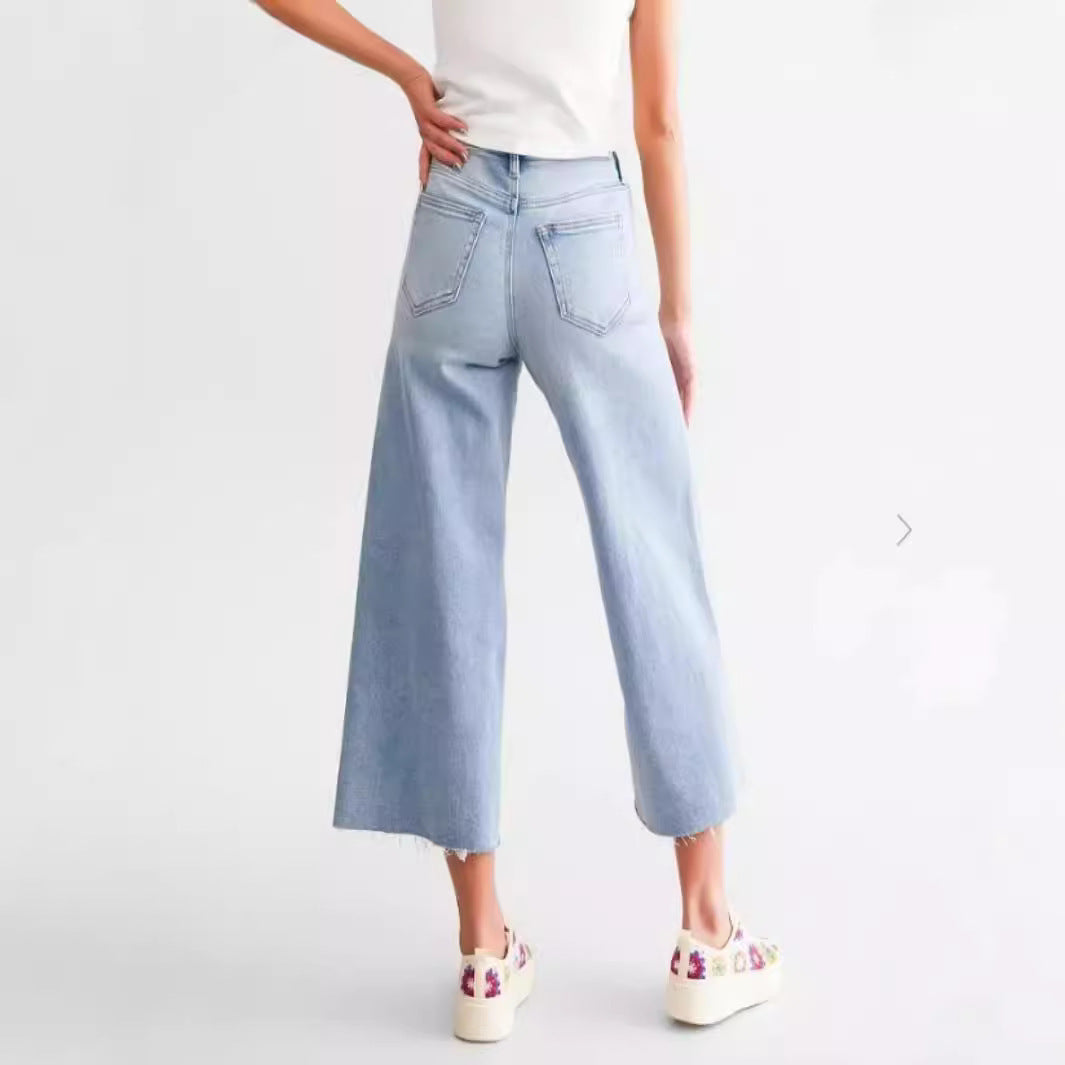 Straight Wide Leg Jeans Women's European And American Simple