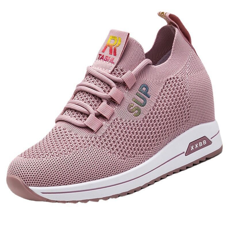 Platform Sneaker Fashionable Flying Woven Breathable Running Shoes