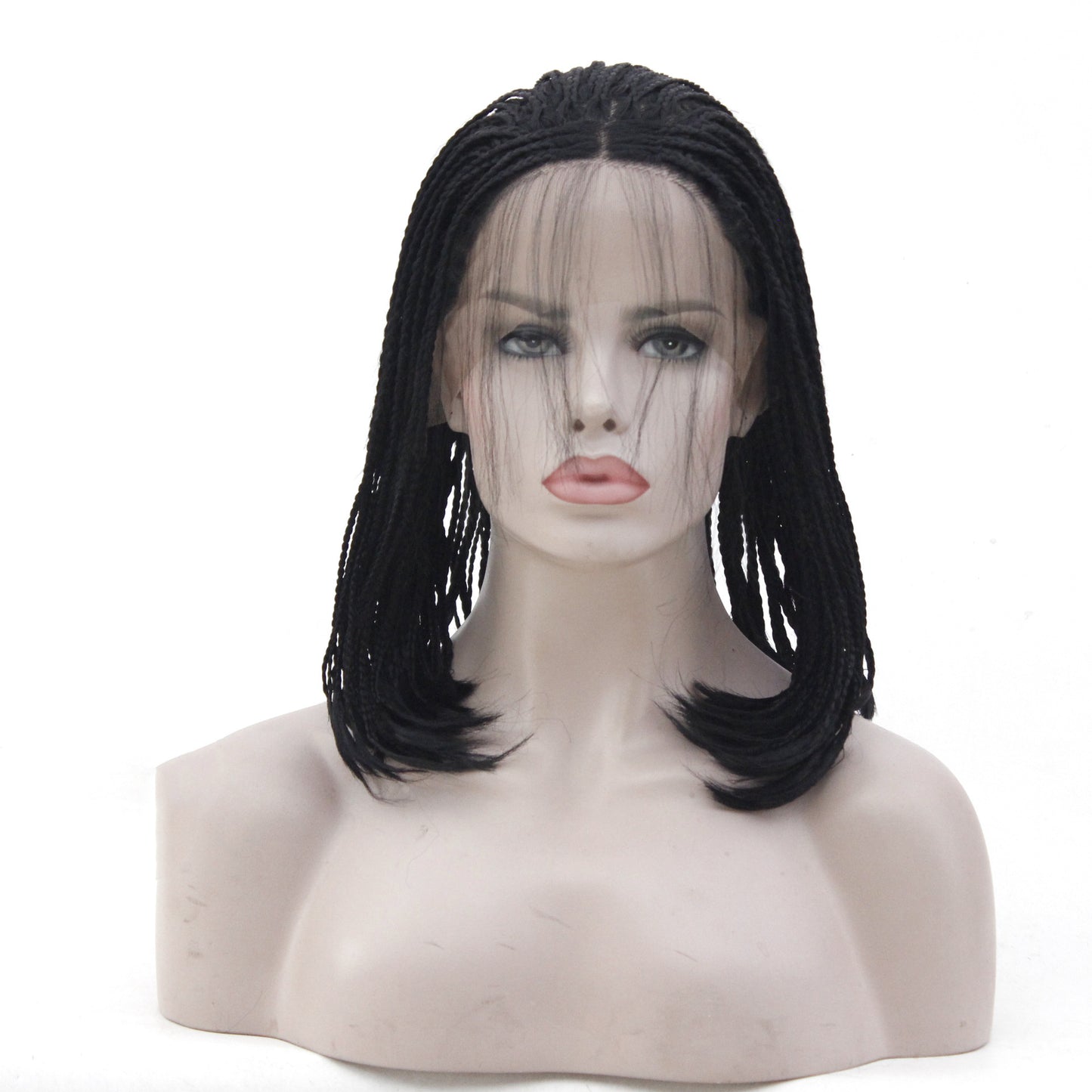 African Chemical Fiber Wig, Front Lace 3-strand Pigtail Headgear