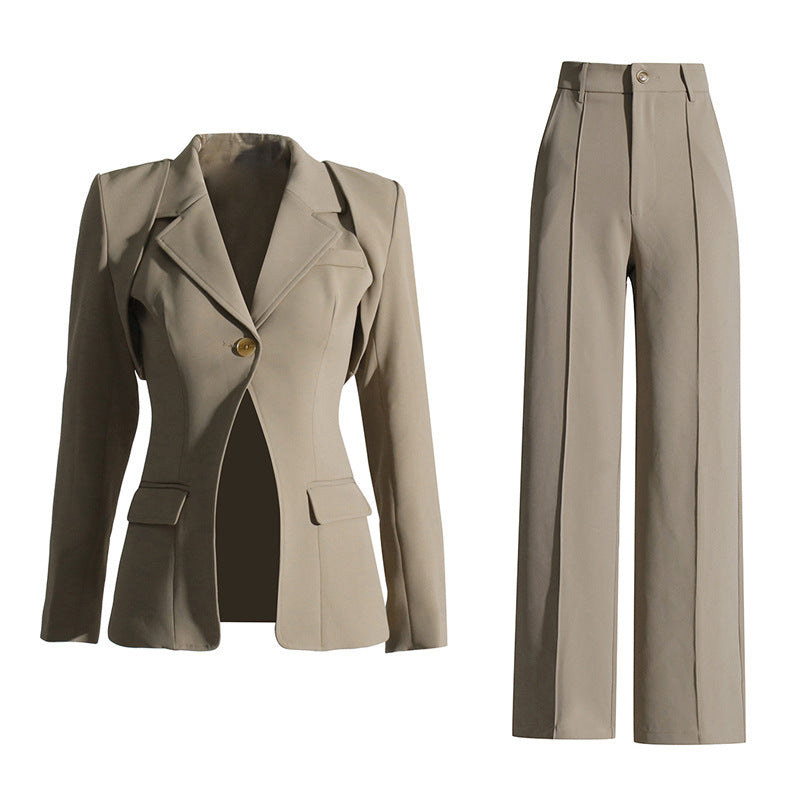 Waist-tight Waistcoat Jacket High Waist Straight-leg Pants Vest Suit