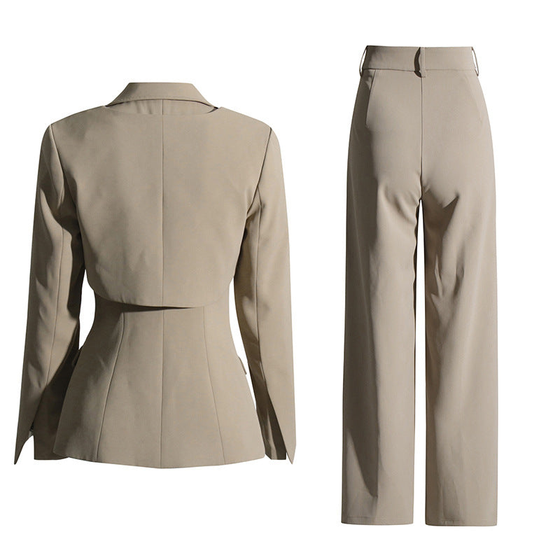 Waist-tight Waistcoat Jacket High Waist Straight-leg Pants Vest Suit